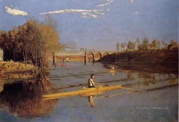 Max Schmitt dans un seul Scull réalisme paysage Thomas Eakins Peinture à l'huile